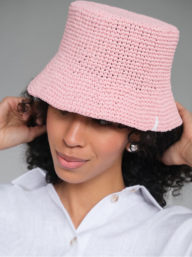 Рожева панама CHELIE з натуральної рафії