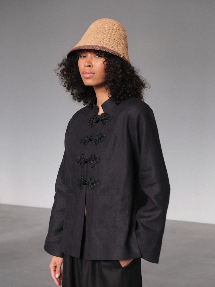 Бежева панама-кльош з натуральної рафії