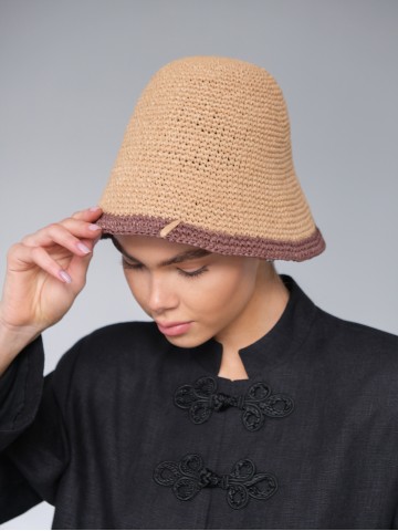 Панама-кльош з рафії, бежева 