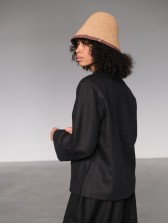 Бежева панама-кльош з натуральної рафії