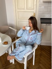 Лляні піжамні штани, Блакитні