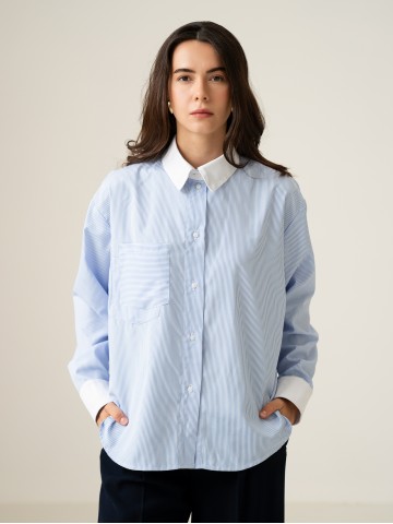 Оверсайз сорочка, блакитна смужка Оверсайз сорочка, блакитна смужка
