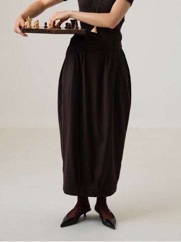 Спідниця-бочка з віскози, коричневий Спідниця-бочка з віскози, коричневий