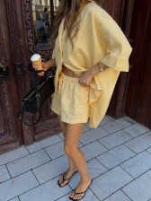 Жовта лляна сорочка оверсайз CHELIE
