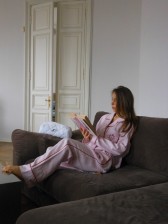 Лляна піжамна сорочка, рожева